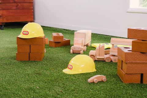 Small-world construction materials and toy hard hats at Expeditions Raceview 2